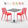 Table Carrée Noire 70x70cm 2 Chaises Colorées Intérieur Bar Café Gelateria Mojito Catalogue