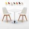 Table Carrée Blanche 70x70cm et 2 Chaises Colorées Set Intérieur Bar Café Nordica Cocktail Offre