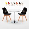 Table blanche ronde 70x70cm 2 chaises colorées d'intérieur bar café Nordica Long Island Catalogue
