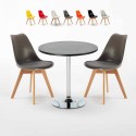 Table Ronde Noire 70x70cm 2 Chaises Colorées Intérieur Bar Café Nordica Cosmopolitan Réductions