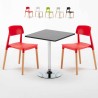 Table carrée noire 70x70cm et 2 chaises colorées d'intérieur Barcellona Mojito Réductions