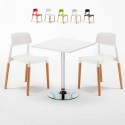 Table carrée blanche 70x70 2 Chaises Colorées intérieur bar café Barcellona Cocktail Vente