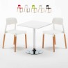 Table carrée blanche 70x70 2 Chaises Colorées intérieur bar café Barcellona Cocktail Vente
