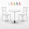 Table ronde blanche 70x70cm Avec 2 Chaises Colorées Intérieur bar café Vintage Long Island Vente
