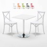 Table Carrée Blanche 70x70cm 2 Chaises Colorées Intérieur Bar Café Vintage Cocktail Offre