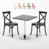 Table carrée noire 70x70cm 2 Chaises Colorées intérieur bar café Vintage Mojito Remises