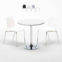 Table Ronde Blanche 70x70cm Avec 2 Chaises Colorées Et Transparentes Set Intérieur Bar Café Lollipop Silver Vente