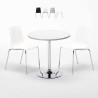Table Ronde Blanche 70x70cm Avec 2 Chaises Colorées Et Transparentes Set Intérieur Bar Café Lollipop Silver Vente