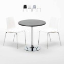 Table Ronde Noire 70x70cm Avec 2 Chaises Colorées Et Transparentes Set Intérieur Bar Café Lollipop Gold Vente