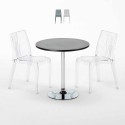 Table Ronde Noire 70x70cm Avec 2 Chaises Colorées Et Transparentes Set Intérieur Bar Café Dune Gold Vente