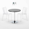 Table Ronde Noire 70x70cm Avec 2 Chaises Colorées Et Transparentes Set Intérieur Bar Café Dune Gold Vente