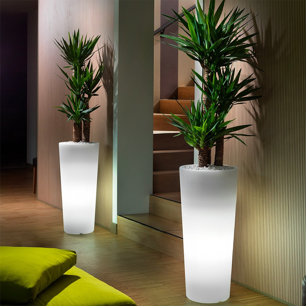 Vase haut rond lumineux LED RGB pour jardin terrasse Genesis
