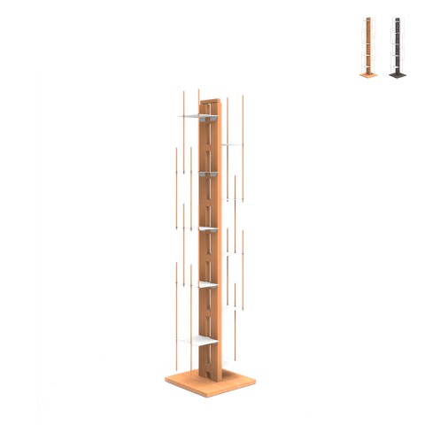 Bibliothèque colonne verticale h150cm en bois 10 étagères Zia Veronica MH