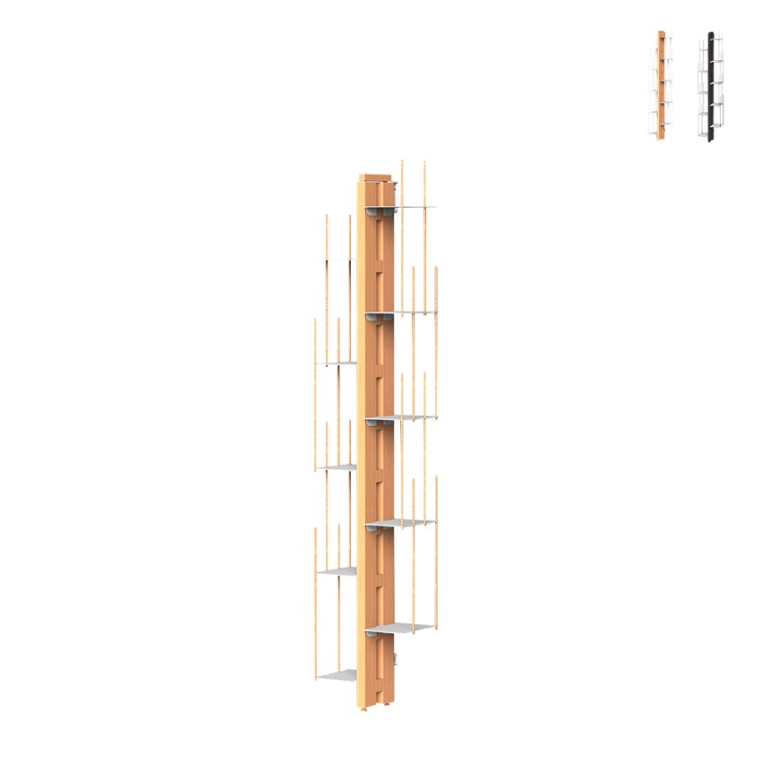 Bibliothèque murale verticale h150cm en bois 10 étagères Zia Veronica WMH Promotion Bibliothèque murale verticale h150cm en bois 10 étagères Zia Veronica WMH Promotion