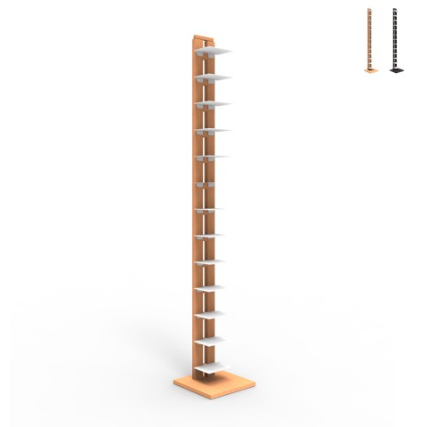 Bibliothèque colonne verticale bois h195cm 13 étagères Zia Ortensia H Promotion