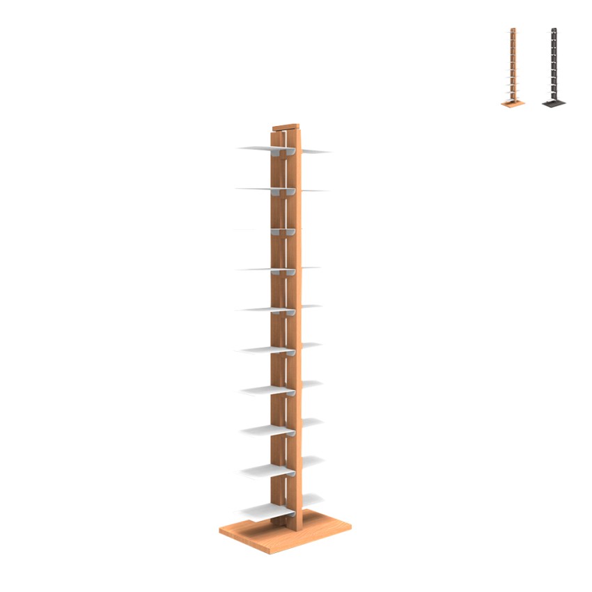 Bibliothèque colonne verticale h150cm double face 20 étagères Zia Bice MH Promotion