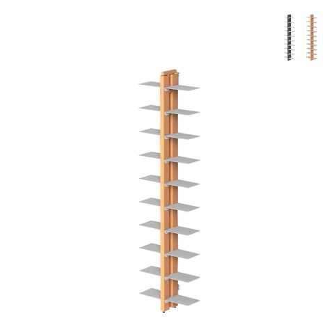 Bibliothèque murale biface en bois h150cm 20 étagères Zia Bice WMH Promotion