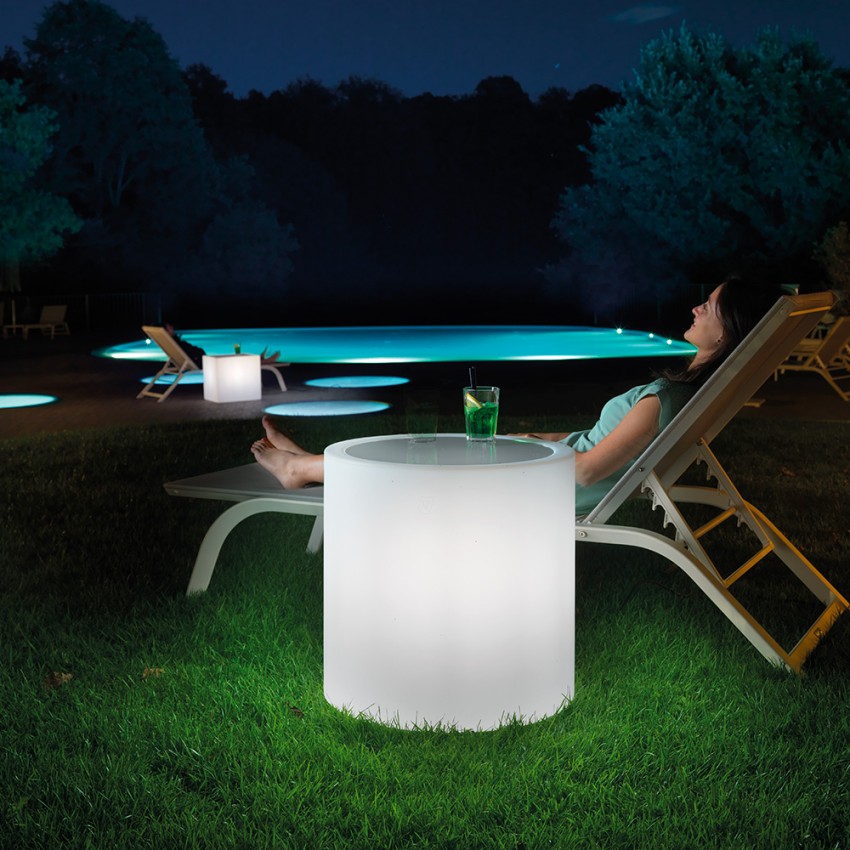 HomeFitting Table basse ronde extérieure lumineuse 55cm bar de piscine
