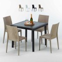 Table Carrée Noire 90x90cm Avec 4 Chaises Colorées Grand Soleil Set Extérieur Bar Café Bistrot Passion Vente