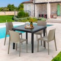 Table Carrée Noire 90x90cm Avec 4 Chaises Colorées Grand Soleil Set Extérieur Bar Café Rome Passion Dimensions