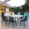 Table Rectangulaire Blanche 150x90cm Avec 6 Chaises Colorées Grand Soleil Set Extérieur Bar Café Bistrot Summerlife Réductions