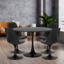 table ronde 120cm effet marbre design Tulipane + 4 chaises modernes paix Offre
