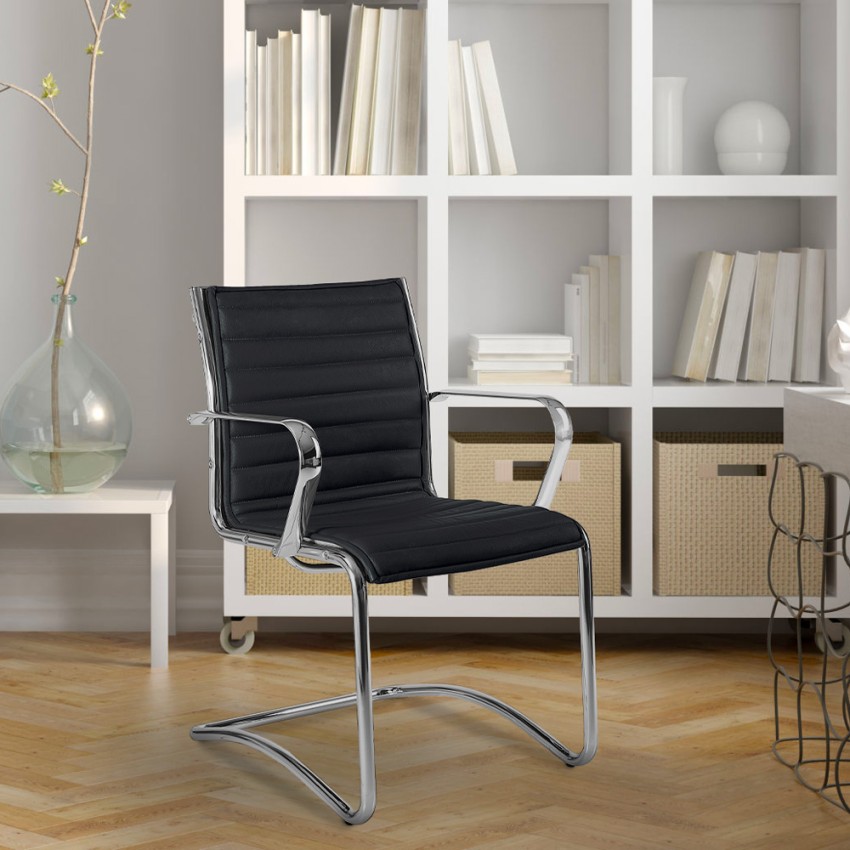 Chaise De Bureau Avec Accoudoirs Salle De Réunion Similicuir Blanc Stylo SBWE