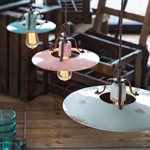 Suspension en fer et céramique design industriel vintage Country SO Promotion
