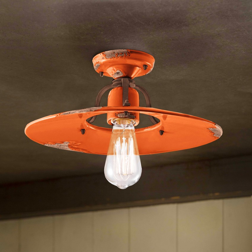 Plafonnier design vintage en fer et céramique, lampe de plafond Country PL Promotion Plafonnier design vintage en fer et céramique, lampe de plafond Country PL Promotion