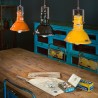 Lampe suspendue en fer et céramique peinte à la main design vintage SO industriel Promotion