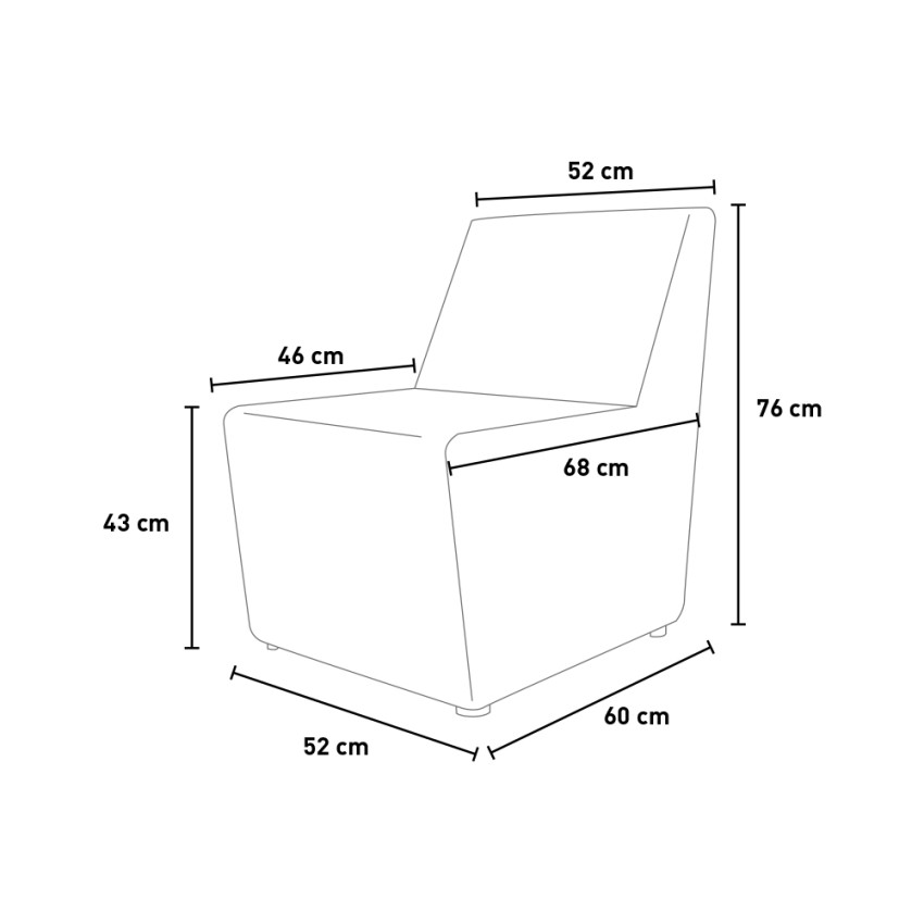 Chauffeuse 2 places sans accoudoir pour canapé de jardin modulable RIVIERA