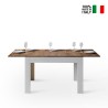Table à manger extensible avec rallonges 90x120-180cm cuisine couleur noyer et blanc Bibi Mix BN Vente