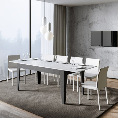 Table à manger extensible 90x160-220cm blanc gris Cico Mix AB