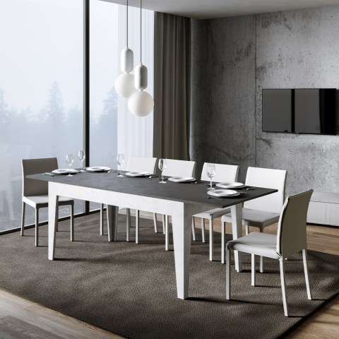 Table à manger extensible 90x160-220cm gris blanc Cico Mix BA Promotion