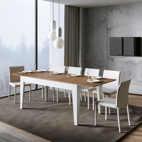 Table de cuisine extensible moderne 90x160-220cm bois blanc Cico Mix BQ