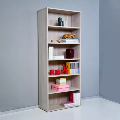 Bibliothèque en bois 6 compartiments étagères modulables bureau moderne Kbook 6OP
