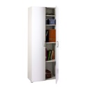 Armoire de salon polyvalente 5 compartiments design moderne en blanc KimSpace 5WS Remises