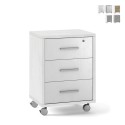 Meuble 3 tiroirs clés roulettes bureau design moderne Rot Promotion