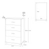 Commode bureau chambre à coucher 4 tiroirs design moderne Elita 