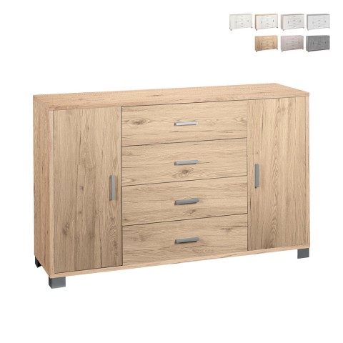 Buffet meuble TV Talia - 2 portes, 4 tiroirs Promotion
