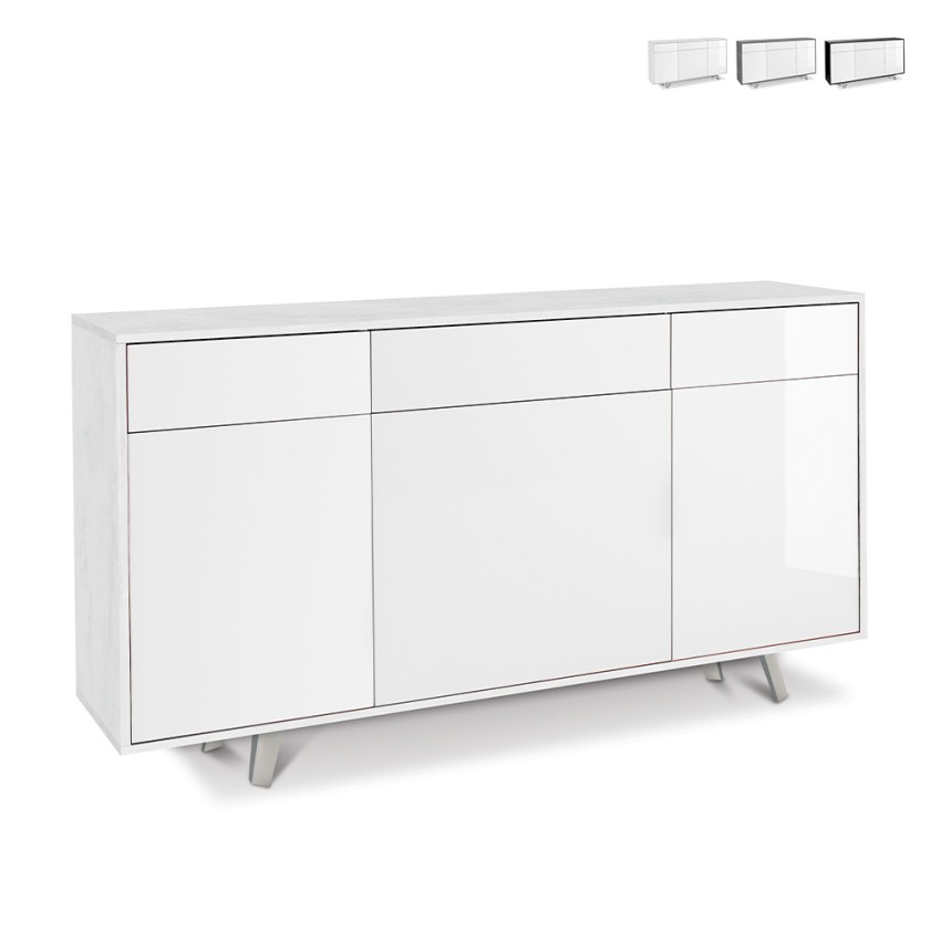 Buffet moderne 3 portes 3 tiroirs pour séjour/cuisine Valdi Promotion