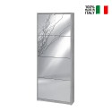 Armoire à chaussures design moderne 4 portes avec miroir 10 paires de chaussures Glenn Choix