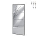 Armoire à chaussures design moderne 4 portes avec miroir 10 paires de chaussures Glenn Vente