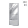 Armoire à chaussures design moderne 4 portes avec miroir 10 paires de chaussures Glenn Promotion