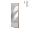 Meuble à chaussures 5 portes avec miroir design moderne pour 12 paires de chaussures Darcy Promotion