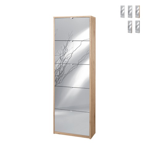 Meuble à chaussures 5 portes miroir pour 25 paires design moderne Roy Promotion