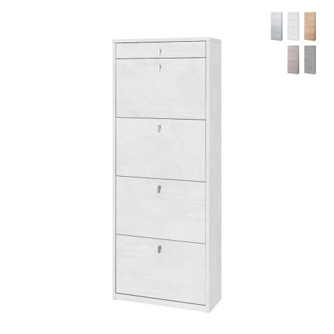 Meuble à chaussures design moderne 4 portes avec tiroir pour 20 paires de chaussures Cadre Promotion