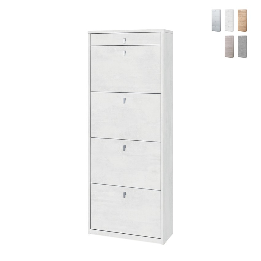 Meuble à chaussures design moderne 4 portes avec tiroir pour 20 paires de chaussures Cadre Promotion