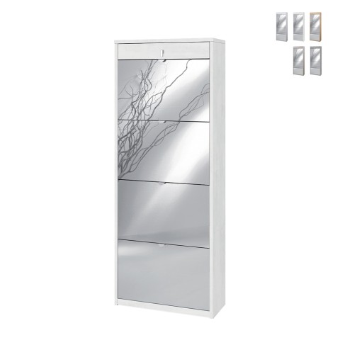 Armoire à chaussures avec miroir 4 portes pour 20 paires Glimt Promotion