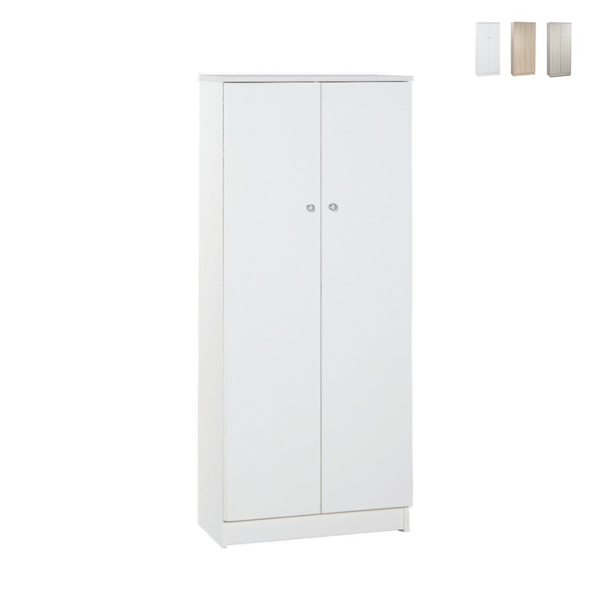 Armoire polyvalente 2 portes 3 étagères pour entrée ou séjour Kadir Promotion
